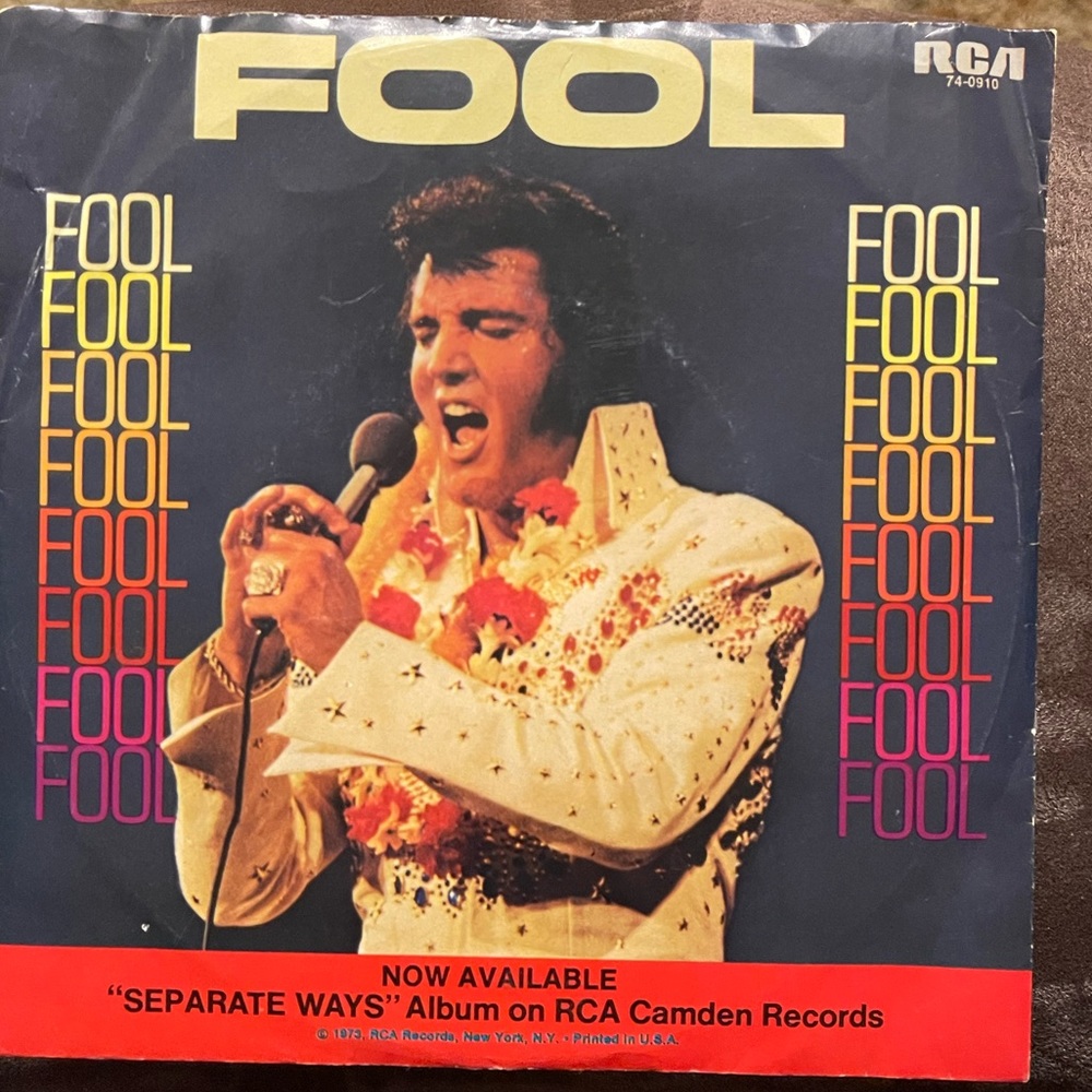 Elvis 45 rpm record. Fool and Steamroller Blues